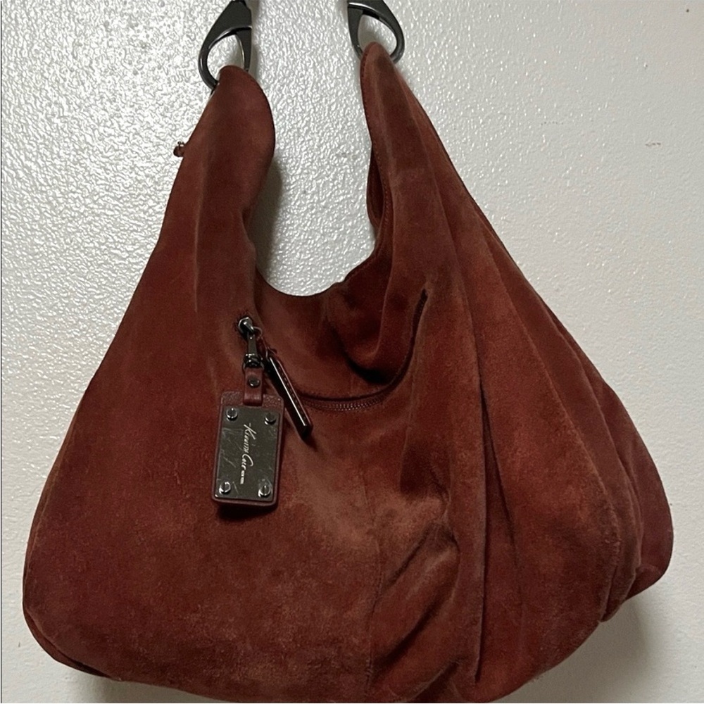 Kenneth Cole New York Rich Brown Suede Hobo Bag
